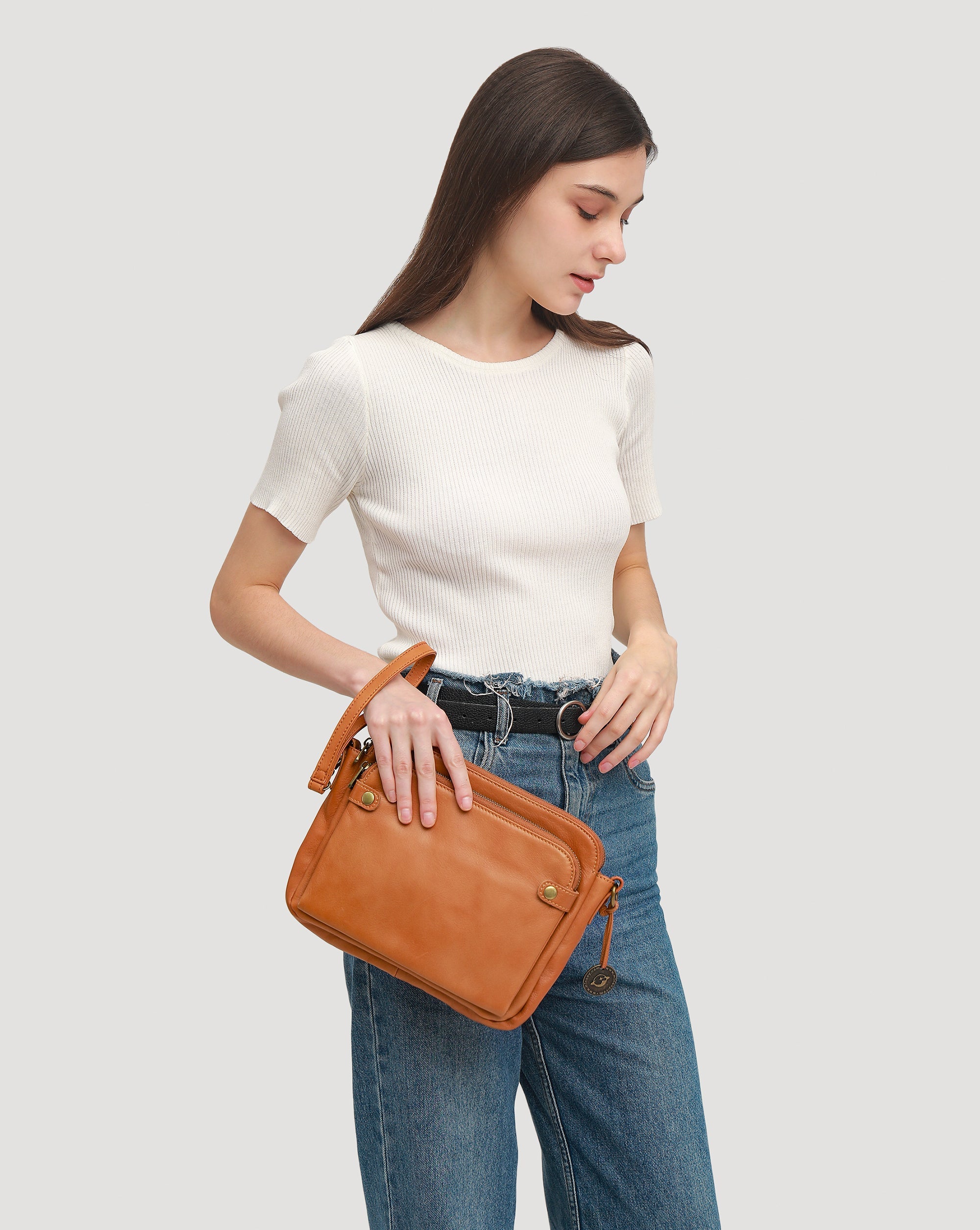 The Bali Three-Layer Leather Crossbody Shoulder & Clutch Bag.